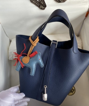 에르메스 피코탄 락22 사파이어블루 은장 소가죽